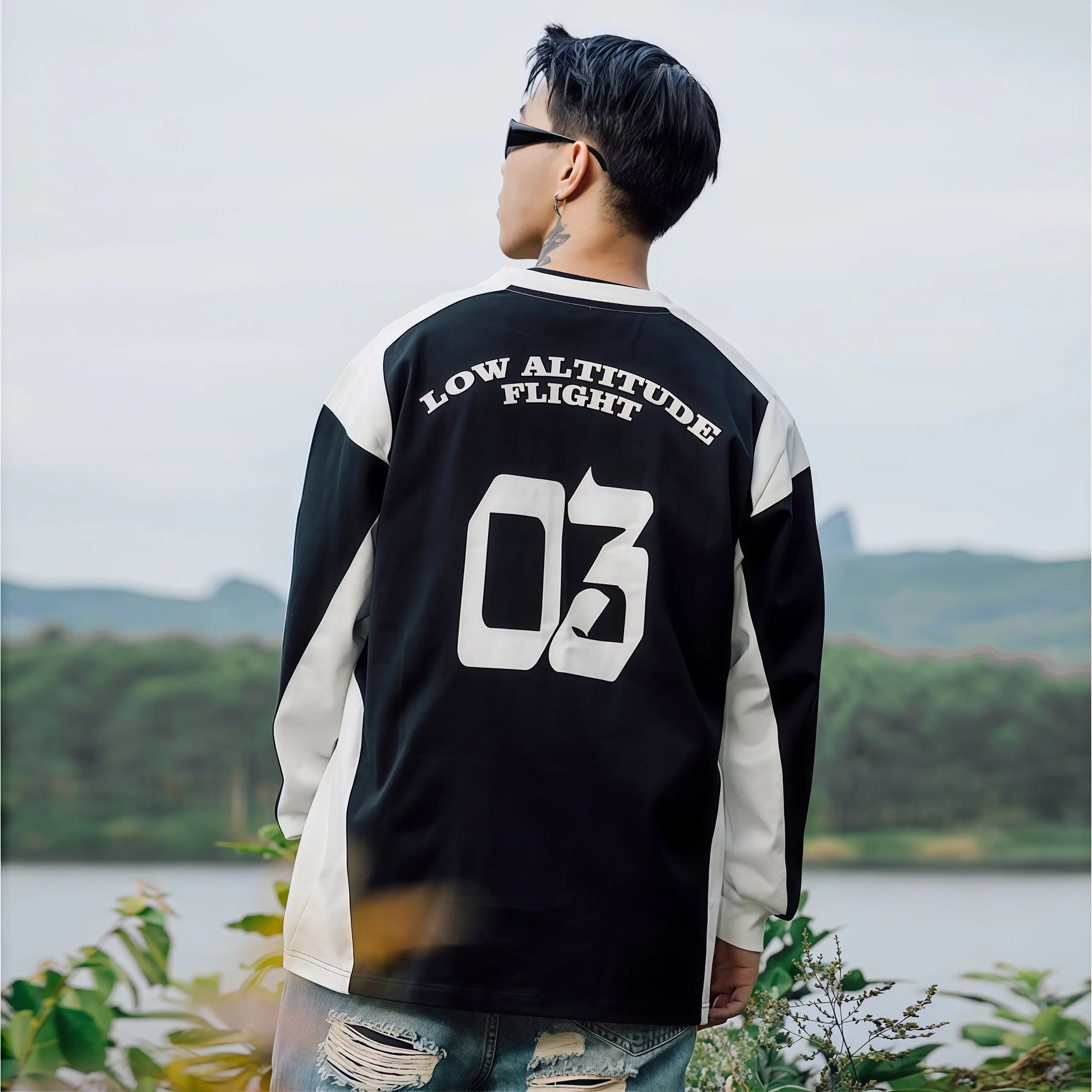 LAF x MMC joint model (Dream Journey) 320g heavyweight pure cotton casual round neck loose stitching craft jersey series LOWALTITUDEFLIGHT